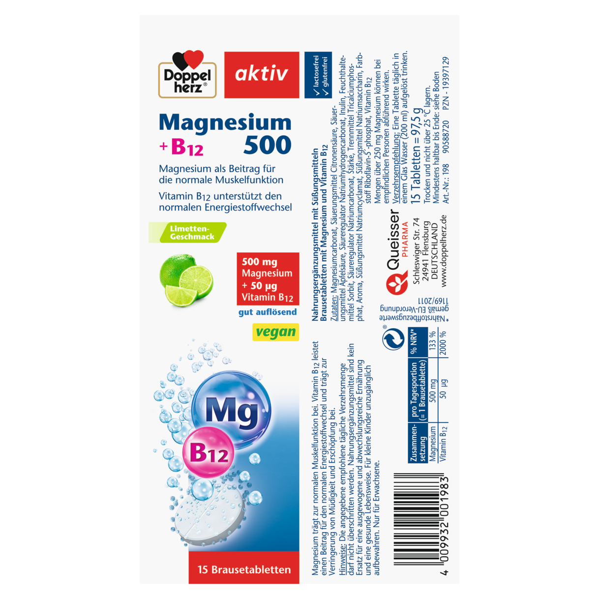 Magnesium 500 + B12 Brausetabletten