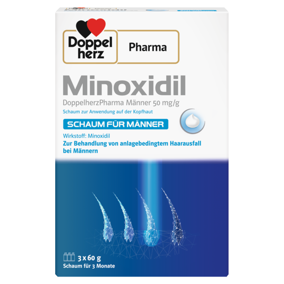 Minoxidil DoppelherzPharma Männer 50 mg/g Schaum zur Anwendung auf der Kopfhaut