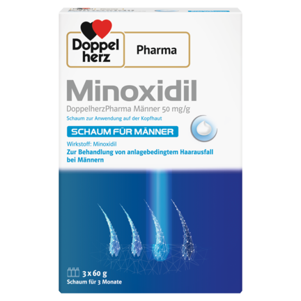 Minoxidil DoppelherzPharma Männer 50 mg/g Schaum zur Anwendung auf der Kopfhaut