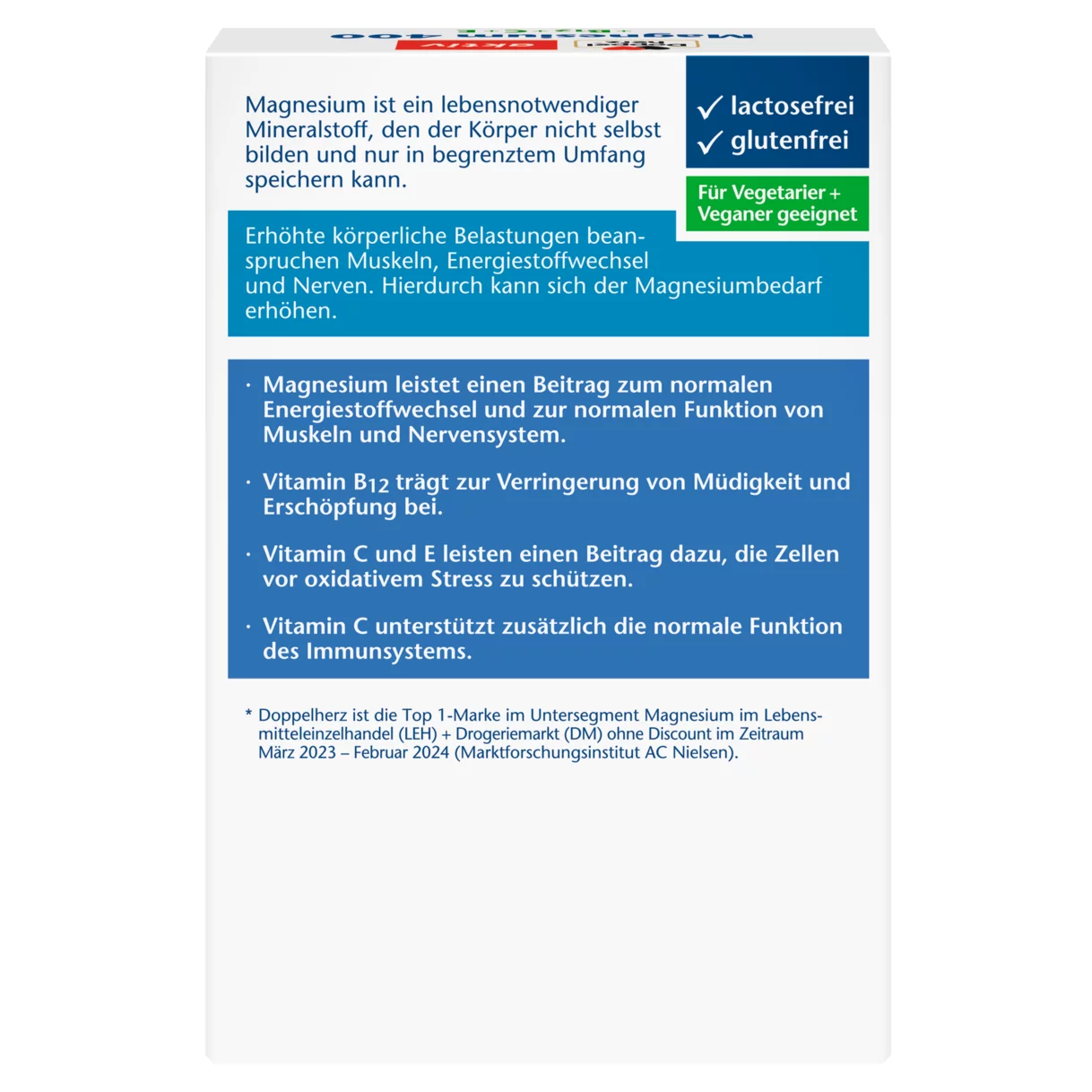 Doppelherz aktiv Magnesium 400 + B12 + C + E Rückansicht