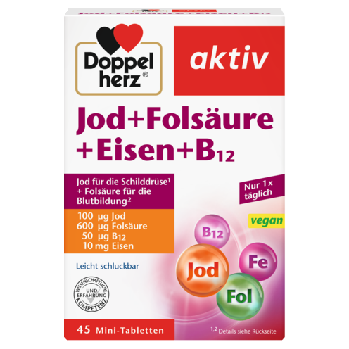 Jod + Folsäure + Eisen + B12