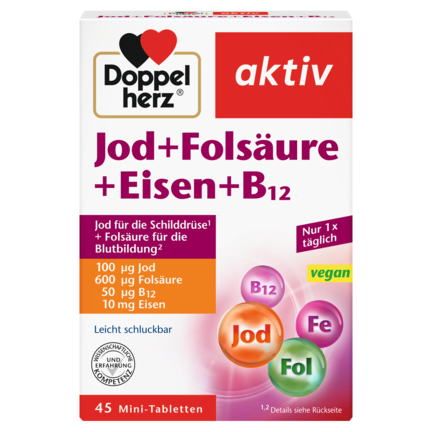 Jod + Folsäure + Eisen + B12