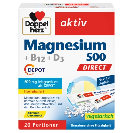 Doppelherz aktiv Magnesium 500 + B12 + D3 DIRECT DEPOT Frontansicht