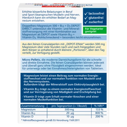Doppelherz aktiv Magnesium 500 + B12 + D3 DIRECT DEPOT Rückansicht