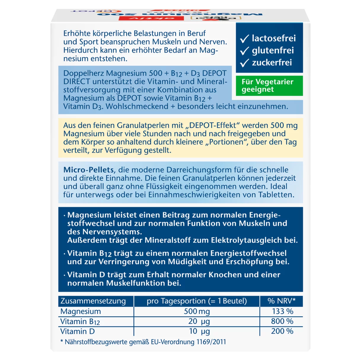 Doppelherz aktiv Magnesium 500 + B12 + D3 DIRECT DEPOT Rückansicht