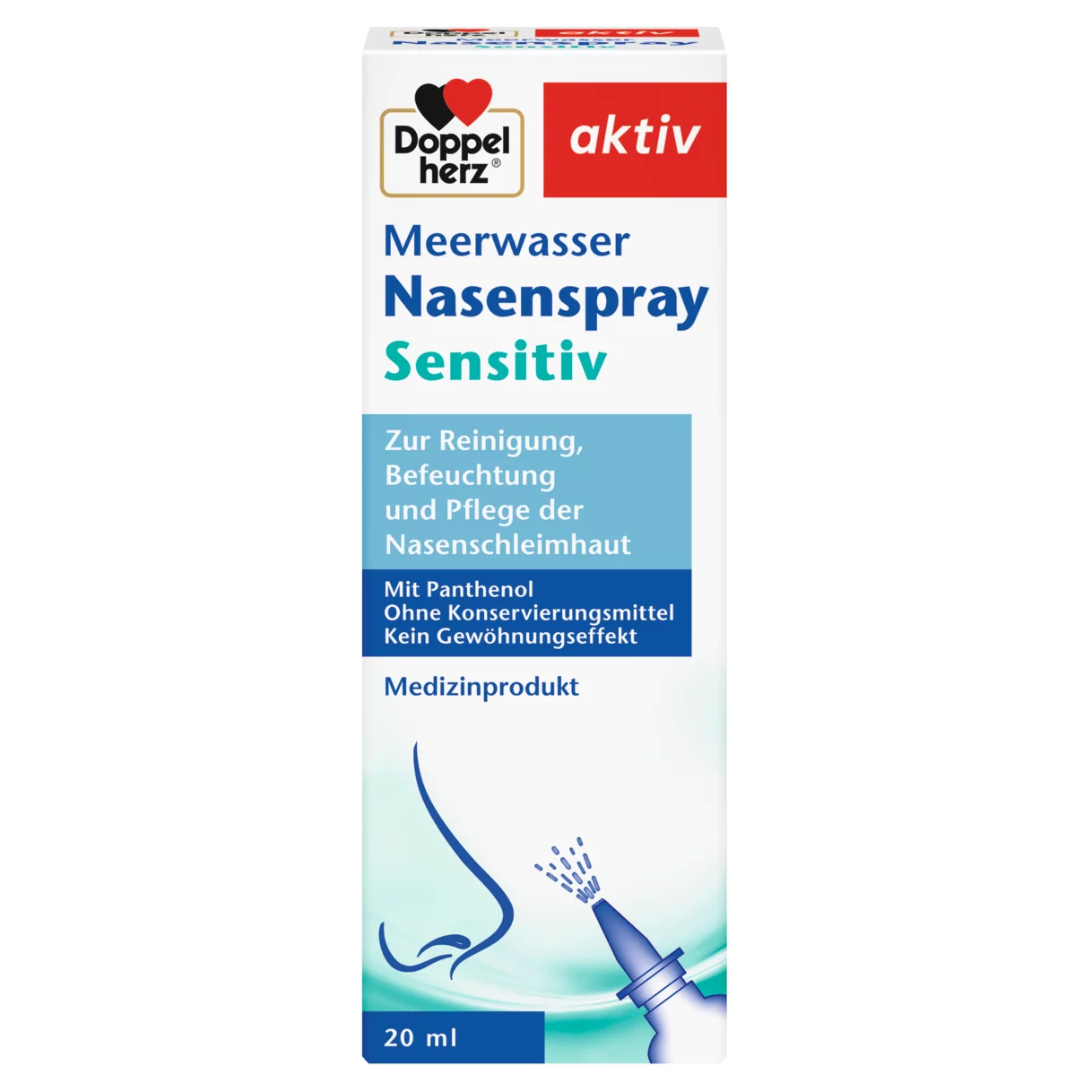 Doppelherz aktiv Meerwasser Nasenspray Sensitiv Frontansicht