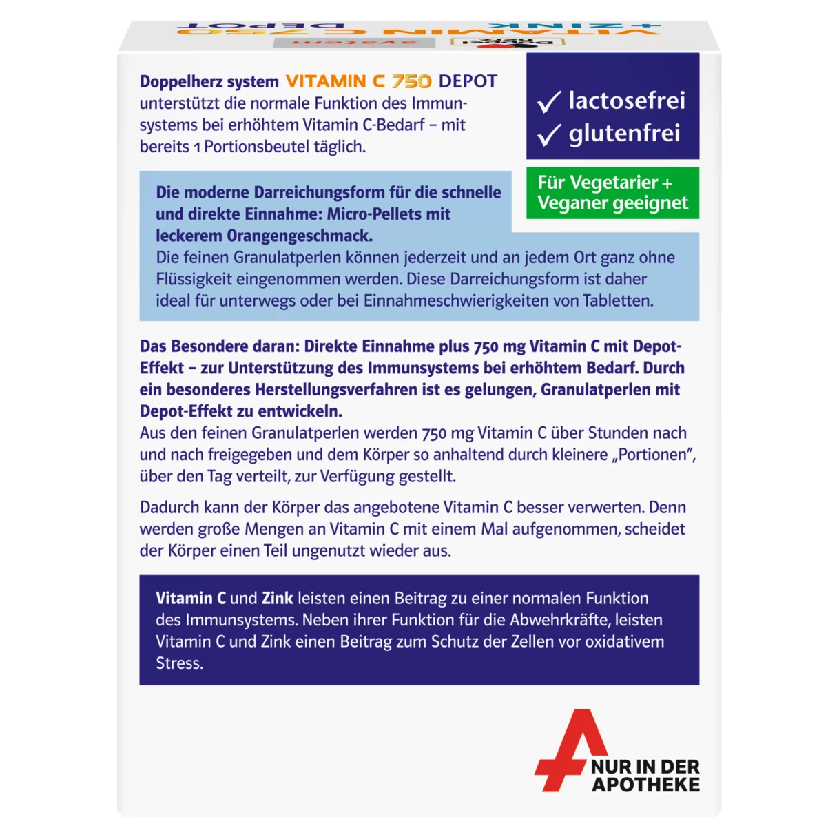 Doppelherz system VITAMIN C 750 DEPOT Rückansicht