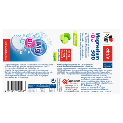 Magnesium 500 + B12 Brausetabletten
