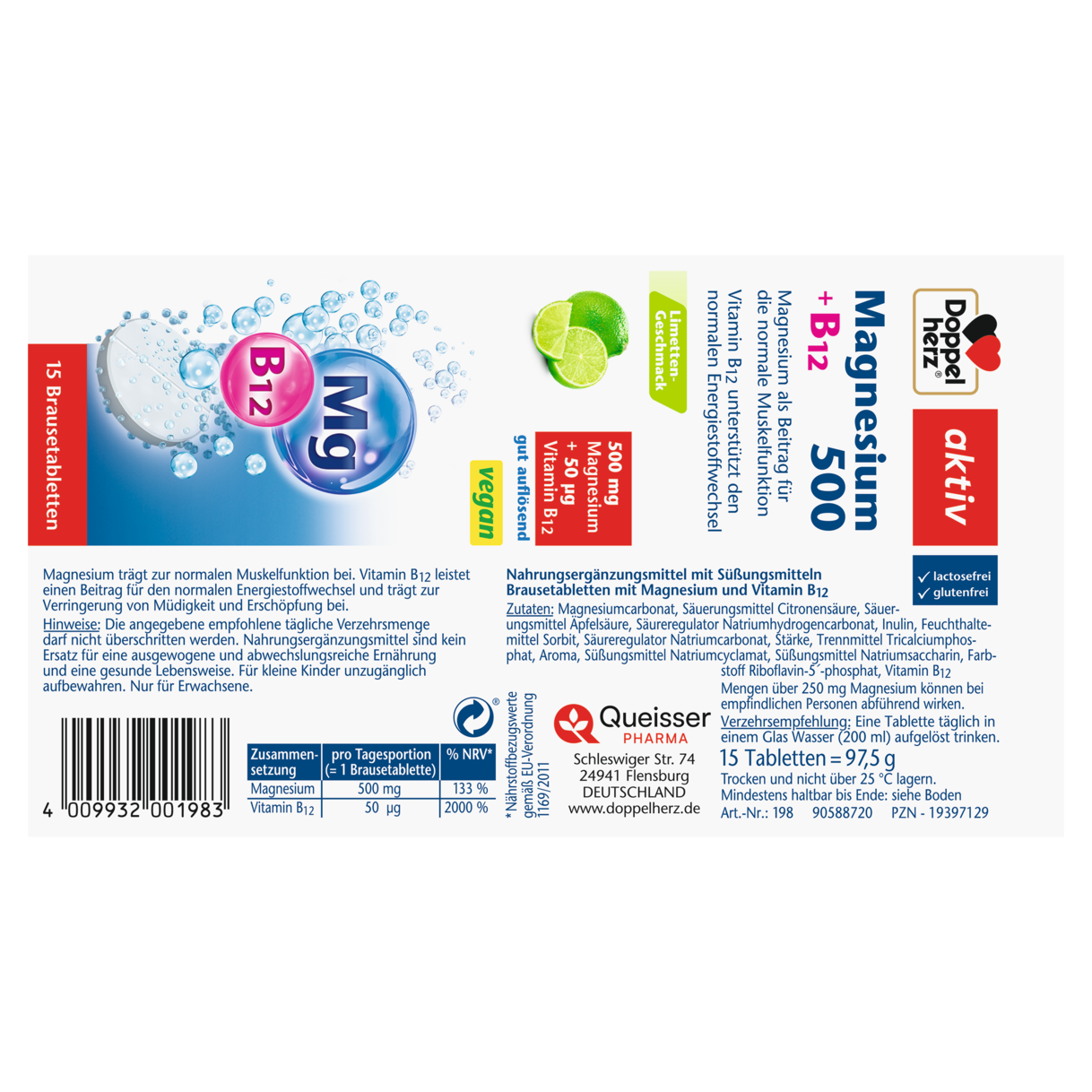 Magnesium 500 + B12 Brausetabletten
