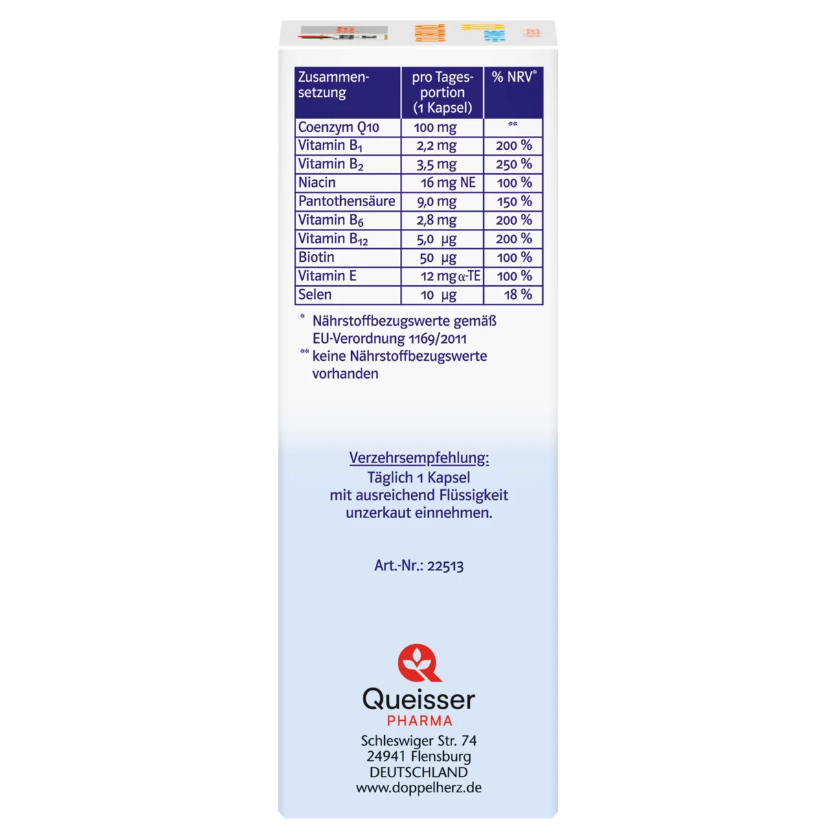 Doppelherz system Q10 UBIQUINOL 100 Seitenansicht links