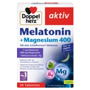 Doppelherz aktiv Melatonin + Magnezijum 400 Prednji pogled Retuširani prednji pogled Zadnji pogled Pogled sa leve strane Pogled sa desne strane