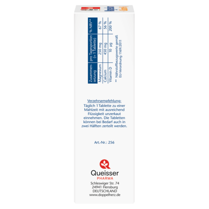 Abbildung der Produktverpackung Doppelherz aktiv Magnesium + Calcium + D3 Seitenansicht links