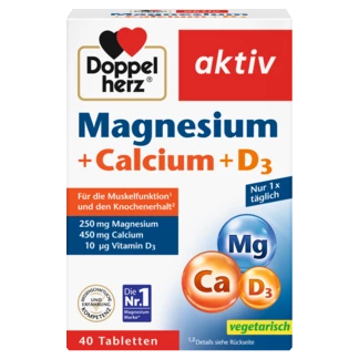 Doppelherz aktiv Magnesium + Calcium + D3 Frontansicht