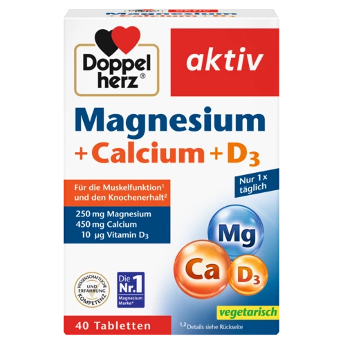 Doppelherz aktiv Magnesium + Calcium + D3 Frontansicht