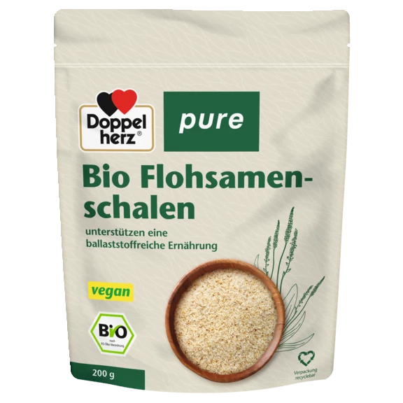 Doppelherz pure Bio Flohsamenschalen Frontansicht
