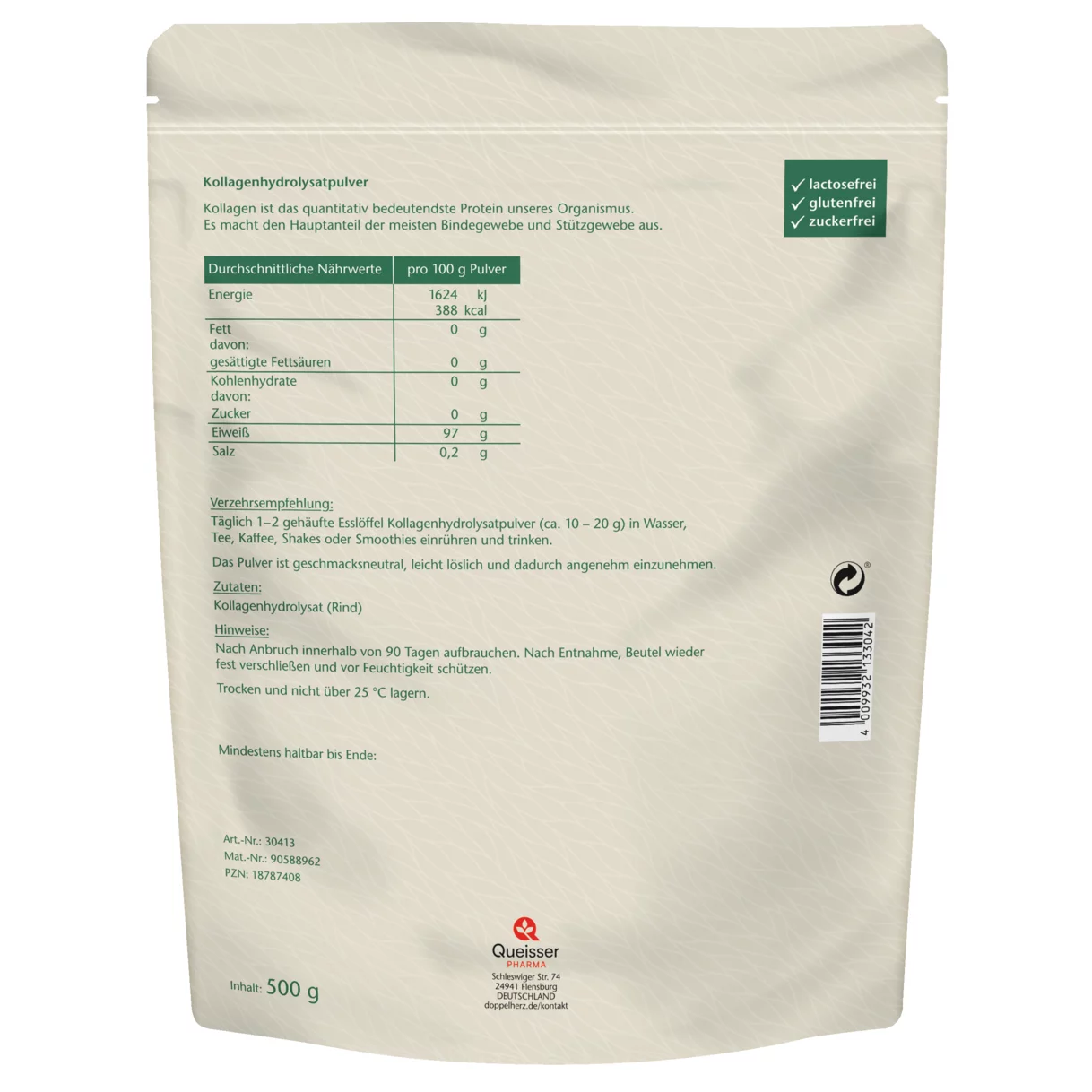 Doppelherz pure Kollagenpulver Rückansicht