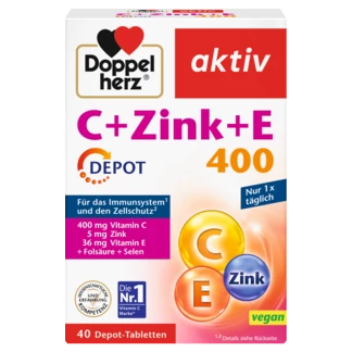 Doppelherz aktiv C + Zink + E 400 DEPOT Frontansicht