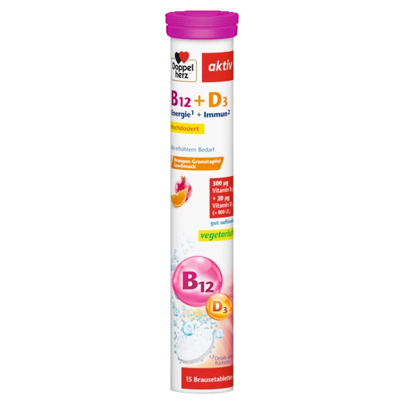 Doppelherz aktiv Vitamin B12 + D3 Brausetabletten Frontansicht