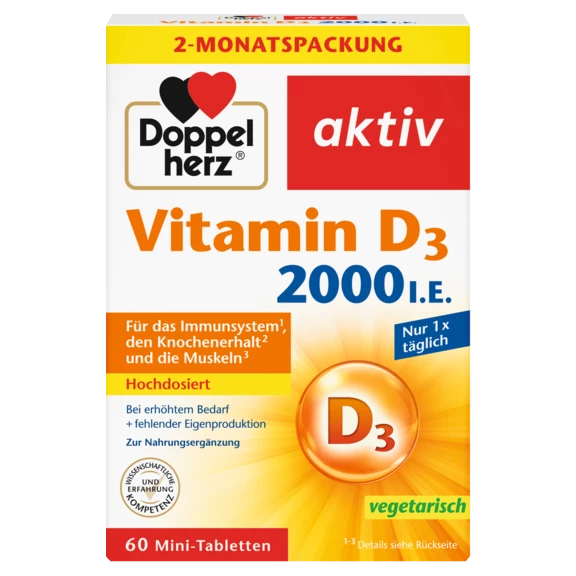 Doppelherz aktiv Vitamin D3 2000 I.E. Frontansicht