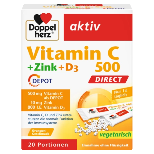 Doppelherz aktiv Vitamin C 500 DIRECT Frontansicht