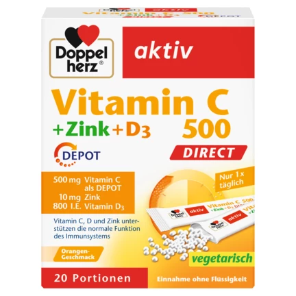 Doppelherz aktiv Vitamin C 500 DIRECT Frontansicht