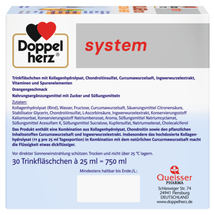 Abbildung der Produktverpackung Doppelherz system KOLLAGEN 11.000 CURCUMA + INGWER Seitenansicht rechts