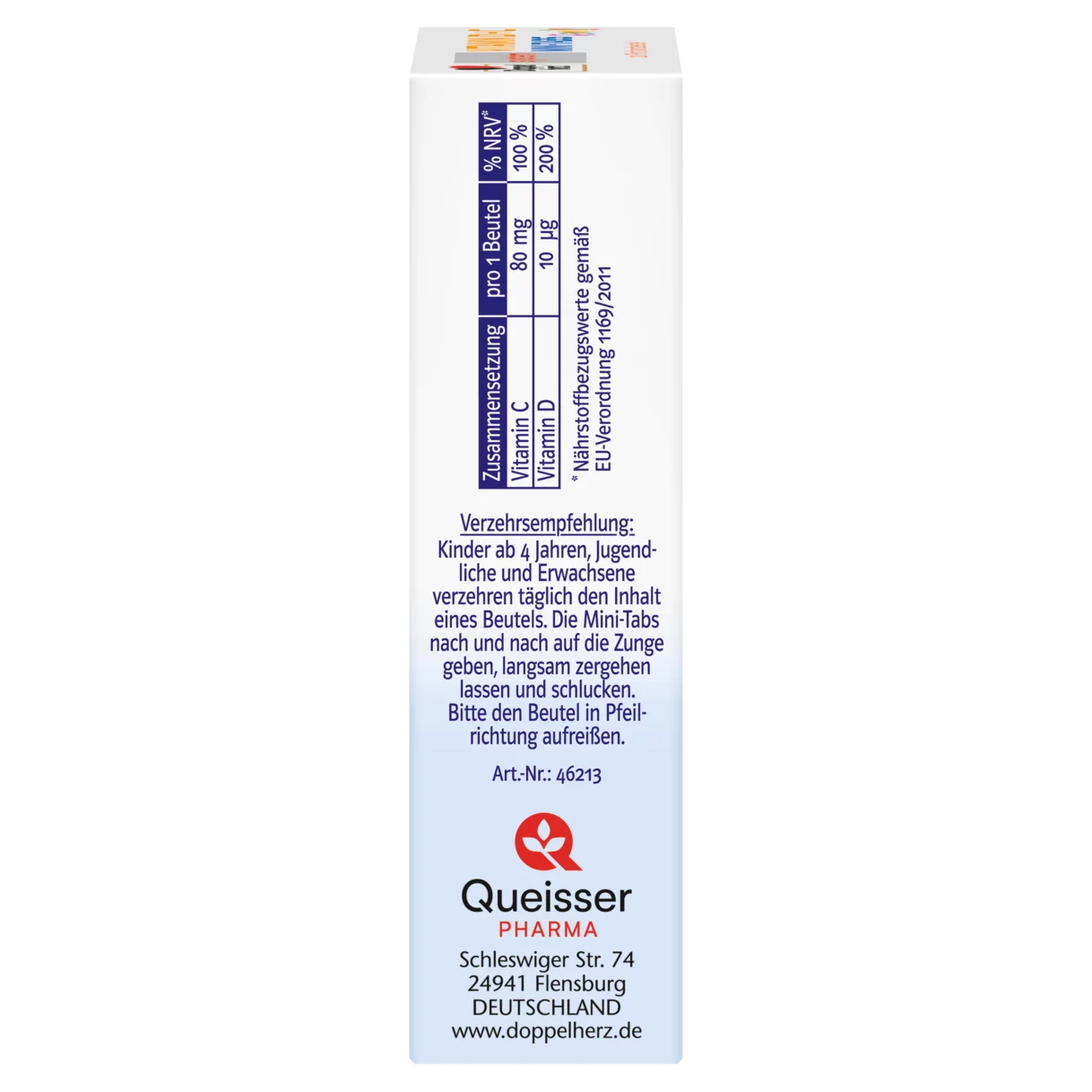 Doppelherz system VITAMIN D + C MINI TABS family Seitenansicht links
