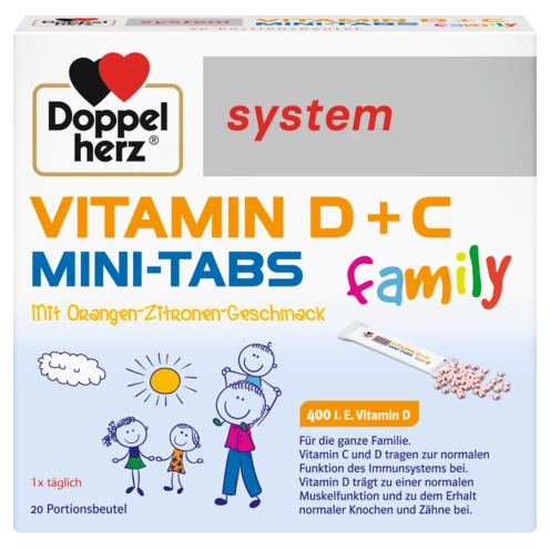 Doppelherz system VITAMIN D + C MINI TABS family Frontansicht