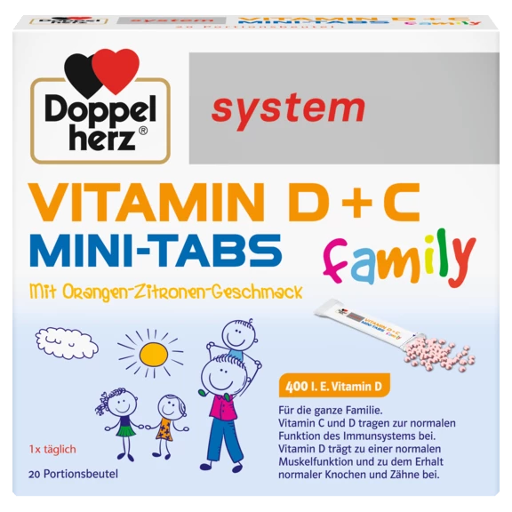 Doppelherz system VITAMIN D + C MINI TABS family Frontansicht