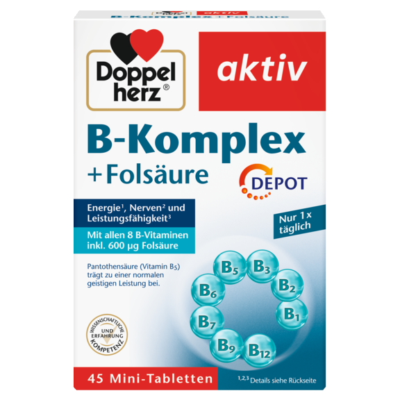 Abbildung der Produktverpackung Doppelherz aktiv B-Komplex DEPOT Frontansicht