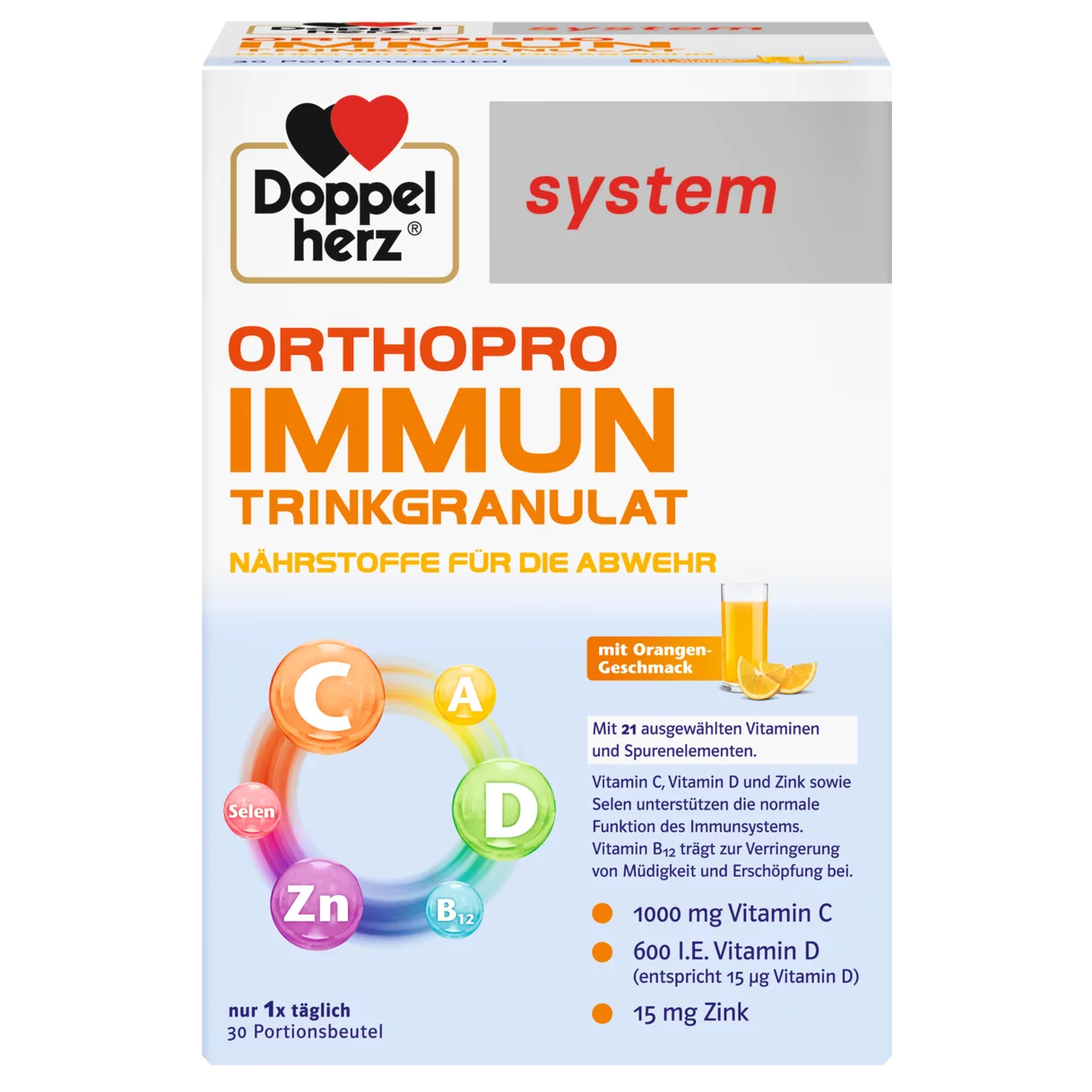 Doppelherz system ORTHOPRO IMMUN TRINKGRANULAT Frontansicht
