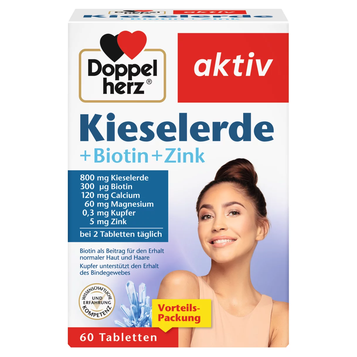 Abbildung der Produktverpackung Doppelherz aktiv Kieselerde Frontansicht
