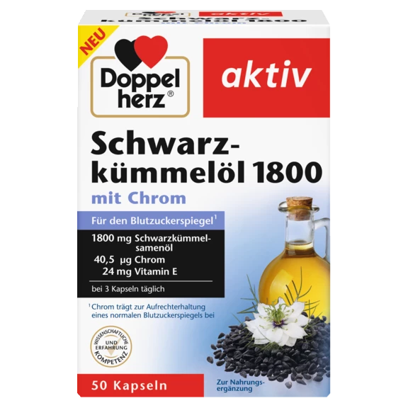 Doppelherz aktiv Schwarzkümmelöl 1800 Frontansicht
