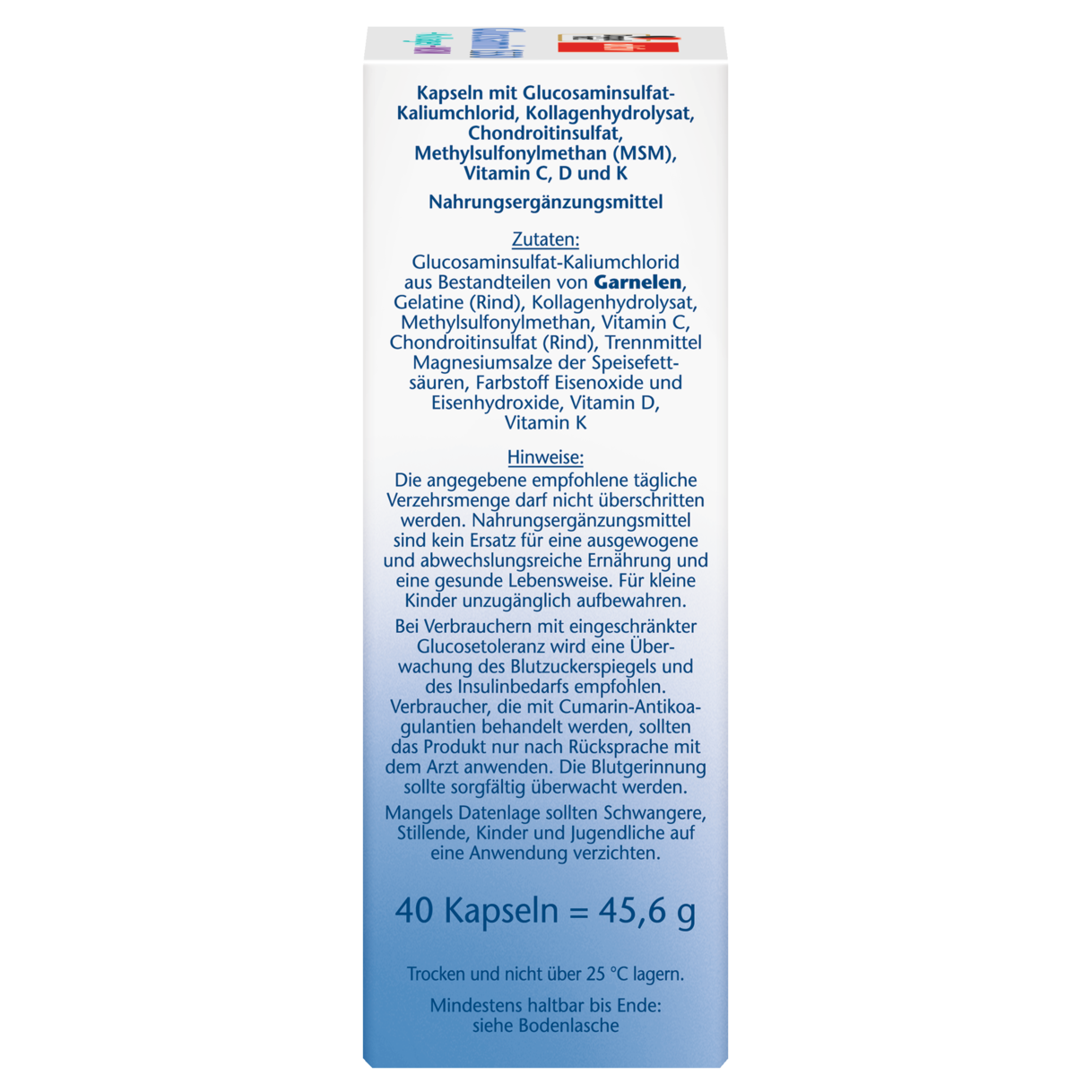 Abbildung der Produktverpackung Doppelherz aktiv Glucosamin 1550 Seitenansicht rechts