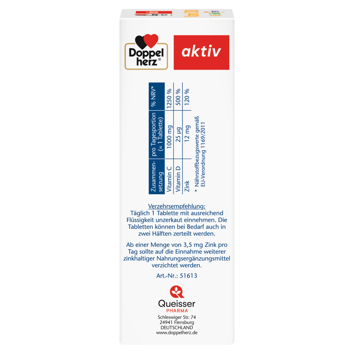 Abbildung der Produktverpackung Doppelherz aktiv Vitamin C 1000 Seitenansicht links