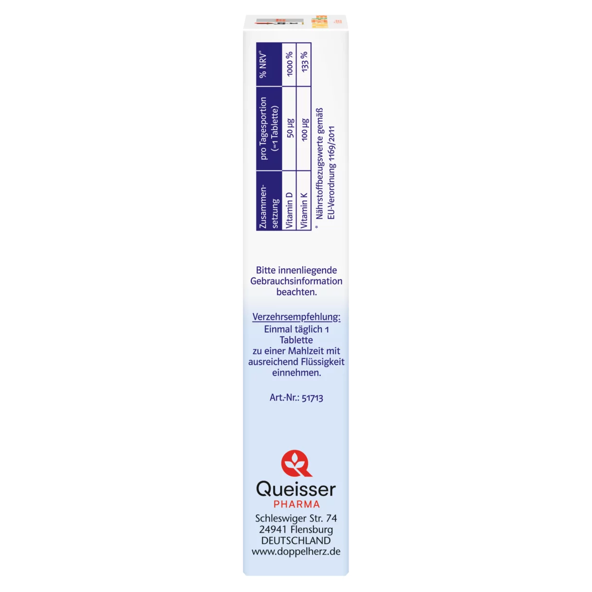 Doppelherz system VITAMIN D3 2000 + K2 VEGAN Seitenansicht links