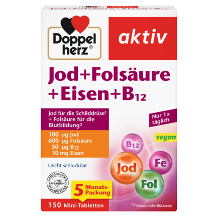 Jod + Folsäure + Eisen + B12