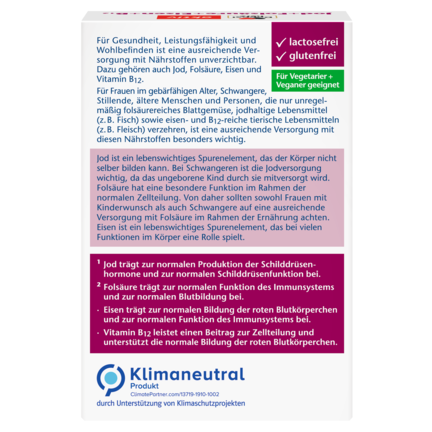 Jod + Folsäure + Eisen + B12