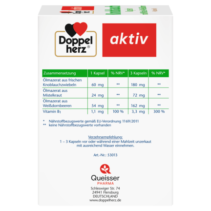 Abbildung der Produktverpackung Doppelherz aktiv Knoblauch Kapseln Seitenansicht links