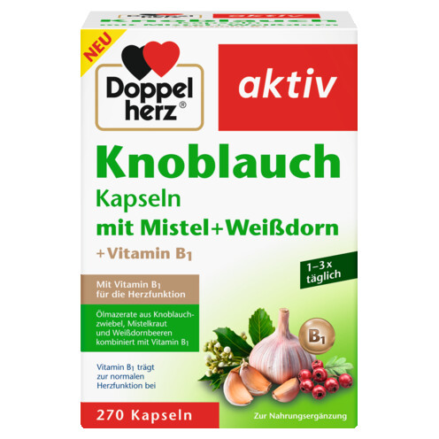 Abbildung der Produktverpackung Doppelherz aktiv Knoblauch Kapseln Frontansicht