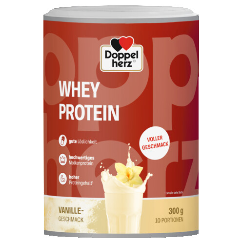 Abbildung der Produktverpackung  Doppelherz WHEY PROTEIN Vanille Frontansicht