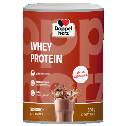 Abbildung der Produktverpackung  Doppelherz WHEY PROTEIN Schoko Frontansicht