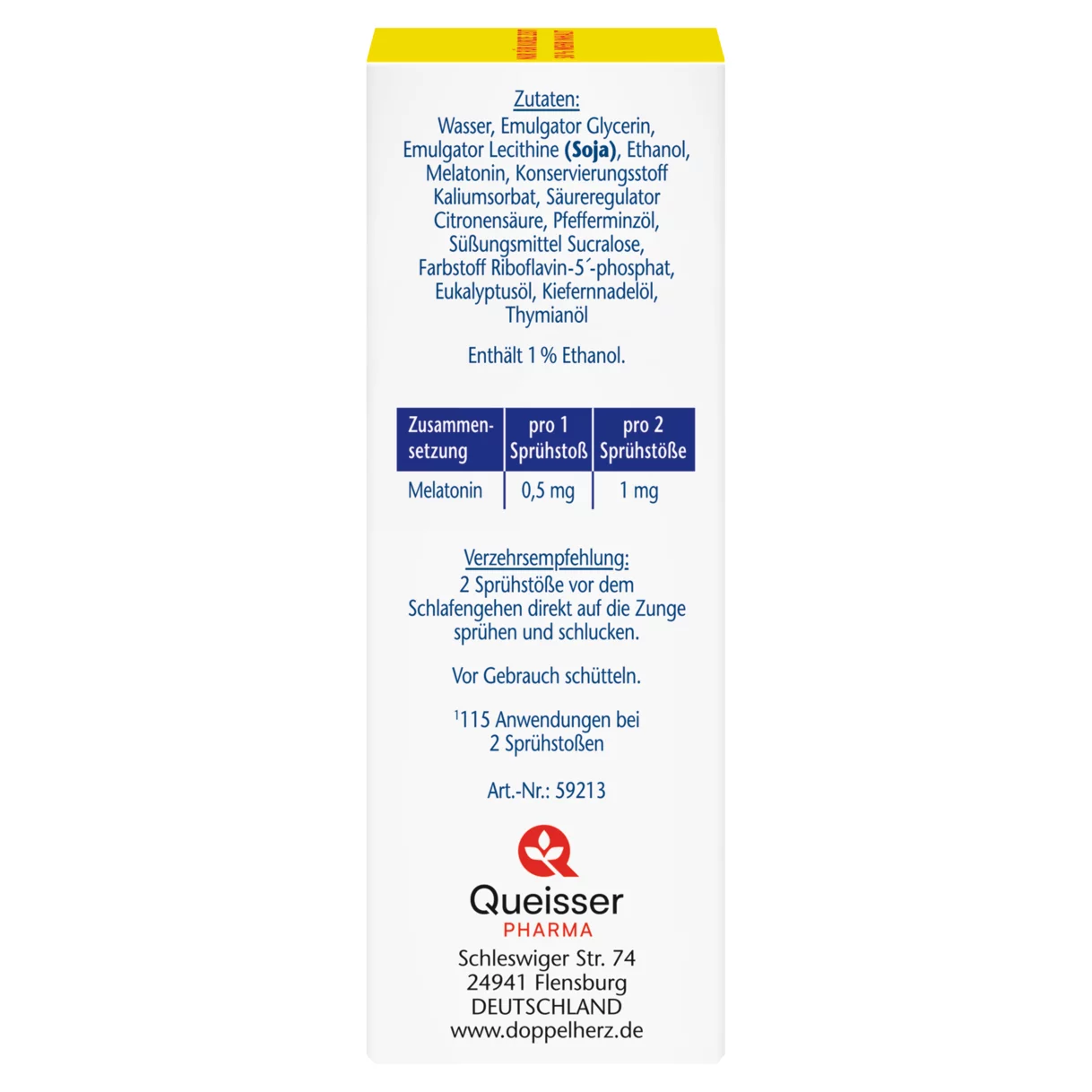 Doppelherz aktiv Melatonin Spray Seitenansicht links