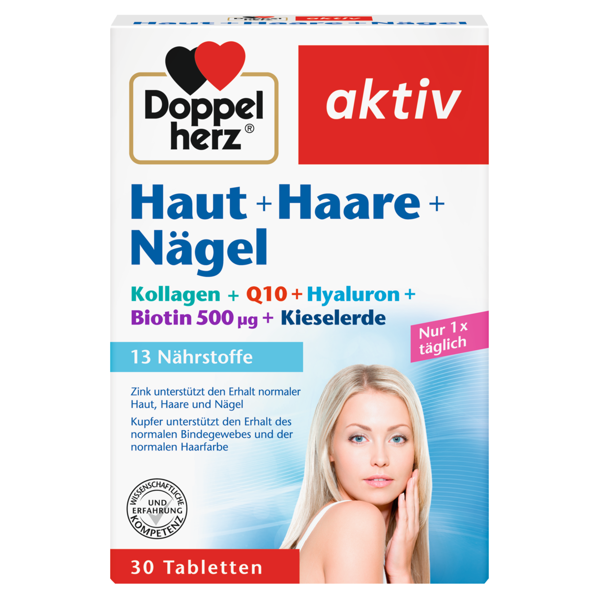 Abbildung der Produktverpackung Doppelherz aktiv Haut + Haare + Nägel Frontansicht