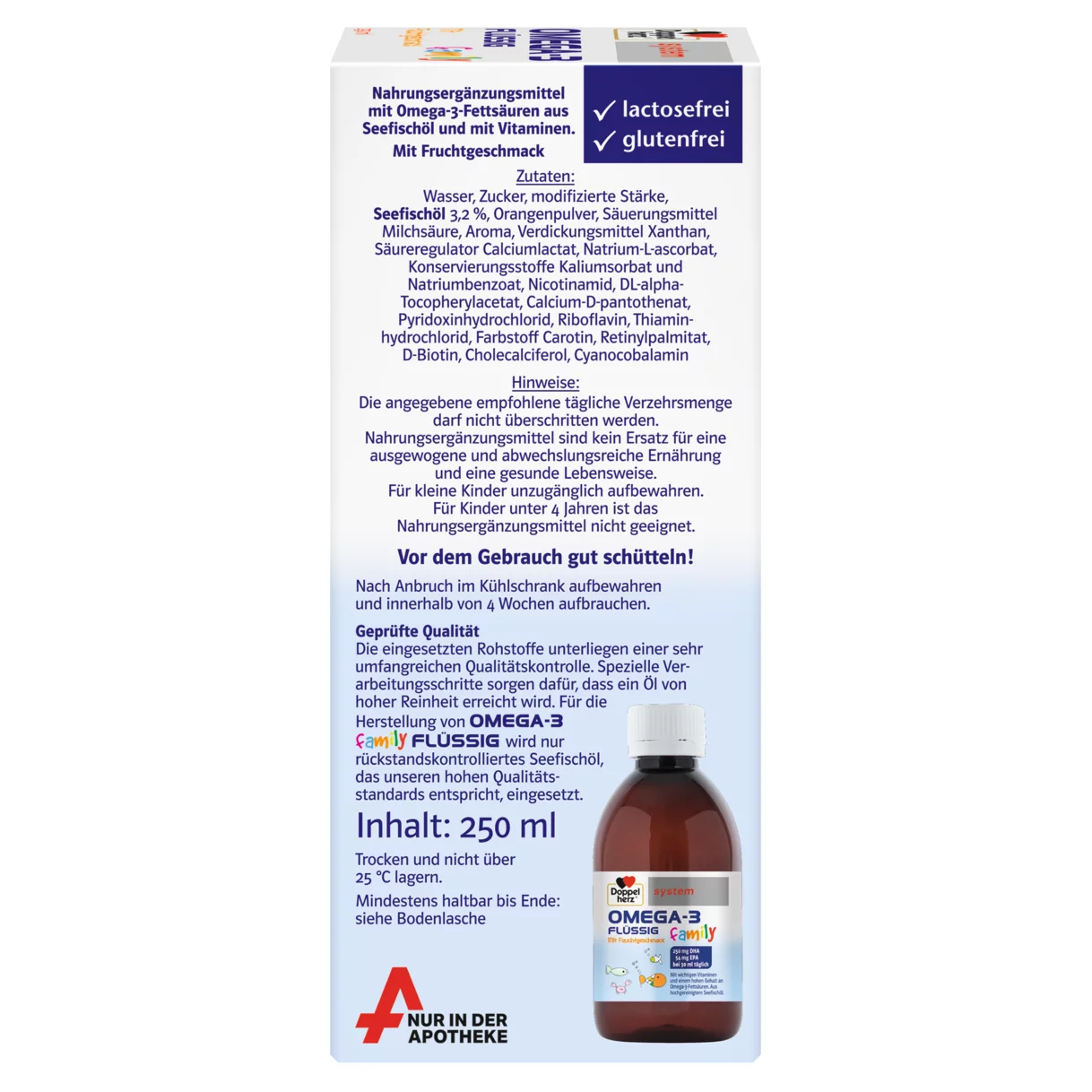 Doppelherz system OMEGA-3 family FLÜSSIG Seitenansicht rechts
