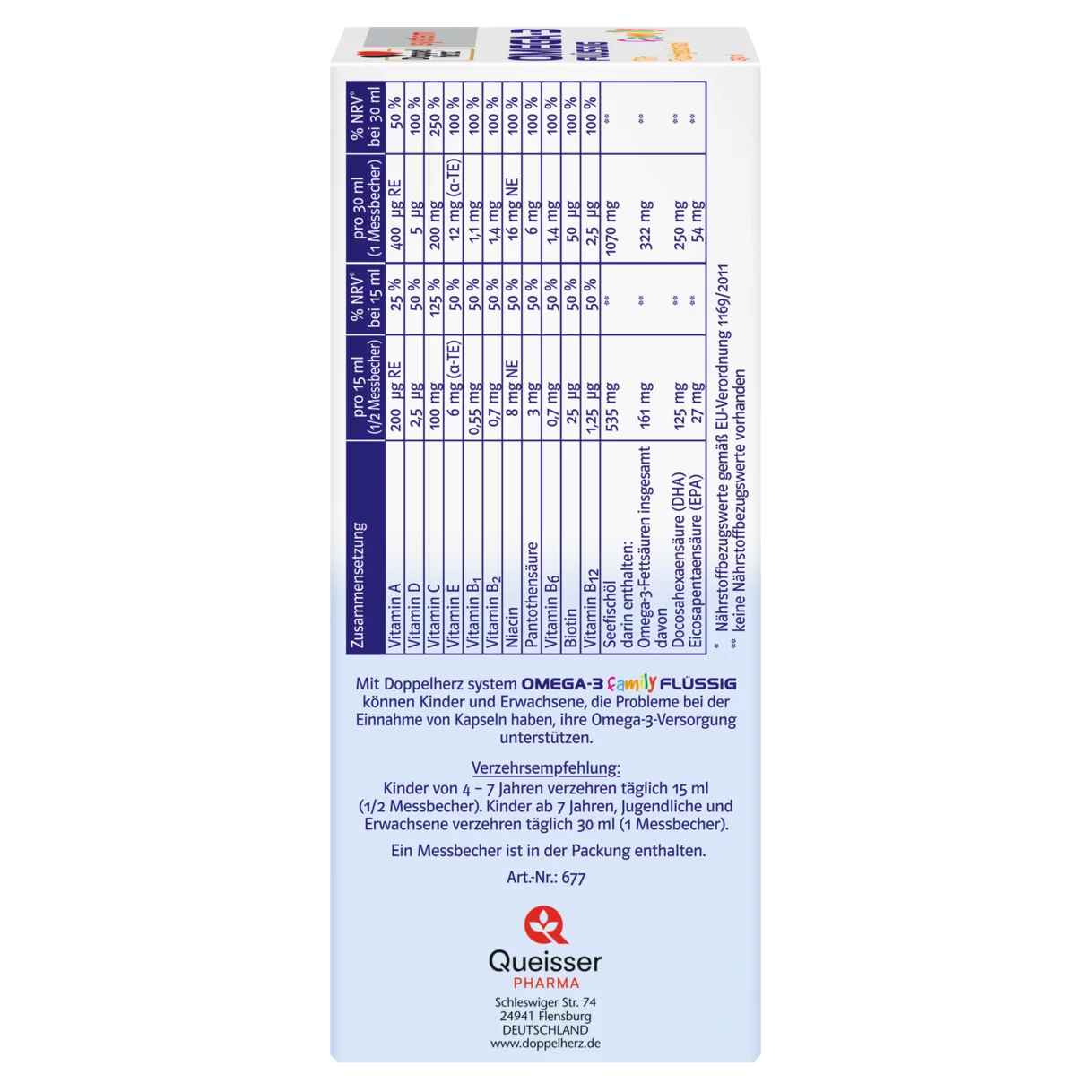 Doppelherz system OMEGA-3 family FLÜSSIG Seitenansicht links