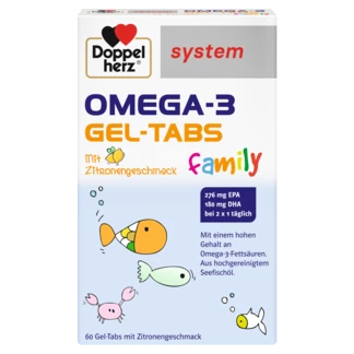 Doppelherz system OMEGA-3 family Zitrone Frontansicht
