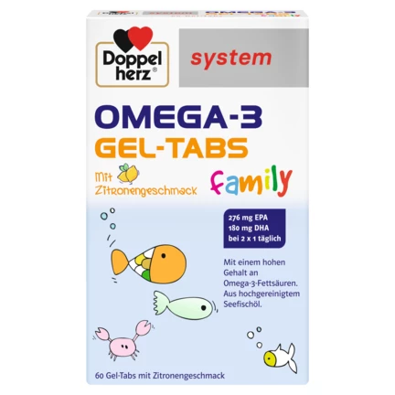 Doppelherz system OMEGA-3 family Zitrone Frontansicht