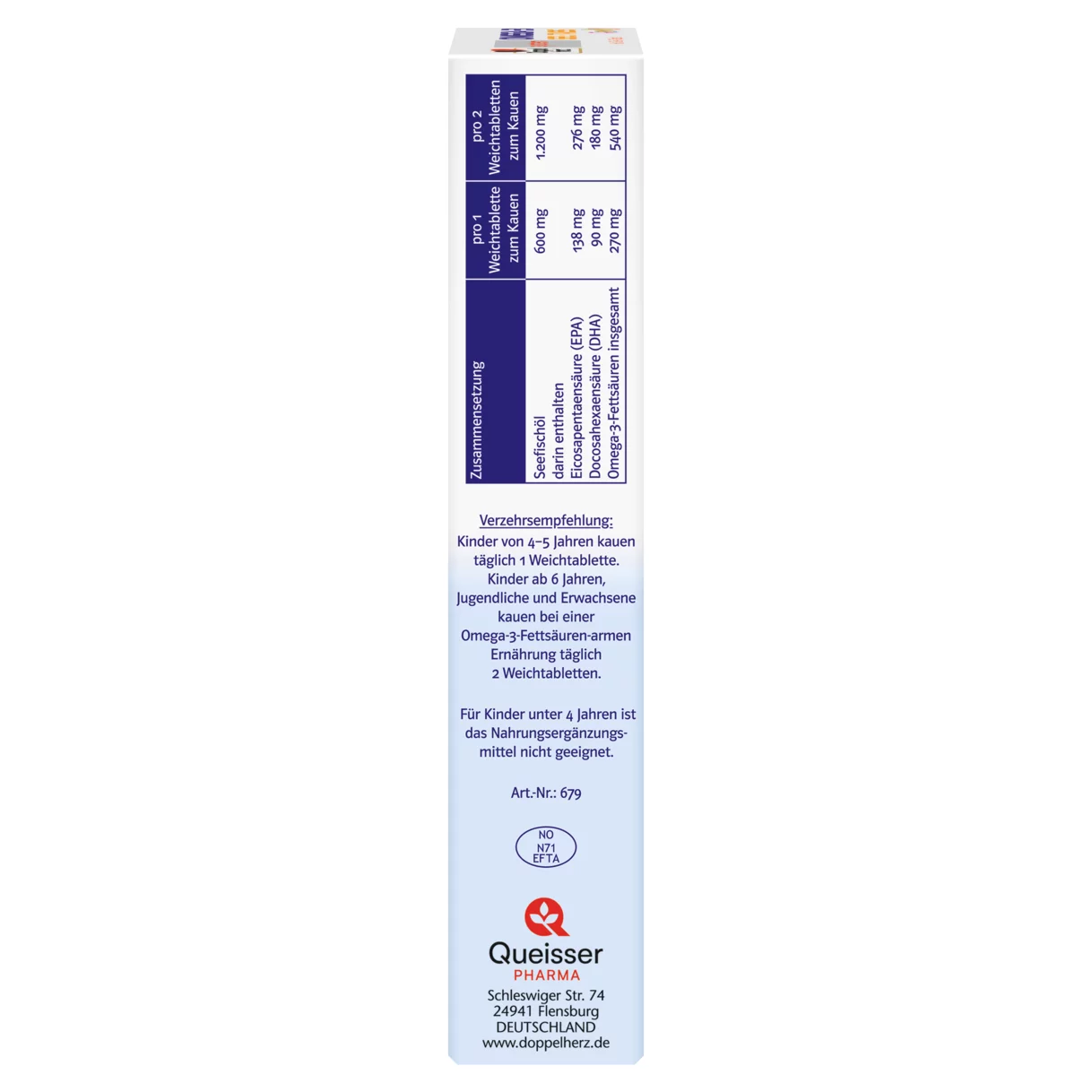 Doppelherz system OMEGA-3 family Zitrone Seitenansicht links