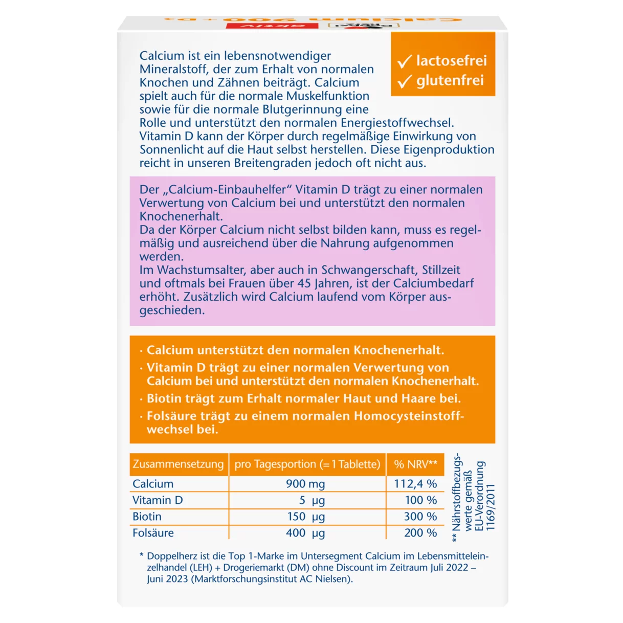 Doppelherz aktiv Calcium 900 + D3 Rückansicht